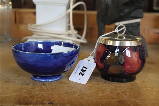 Moorcroft pomegranate preserve pot A/F and anemone bowl A/F(-)